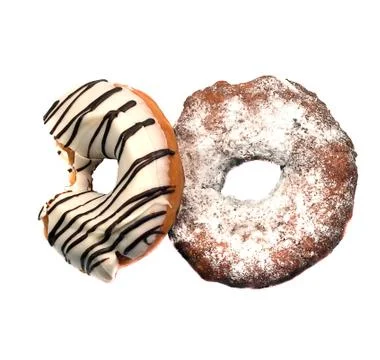 Two striped donuts isolated on white Stock Photos
