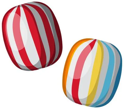 Two Striped Hard Candy Sweets Isolated on White Background Stock Illustration