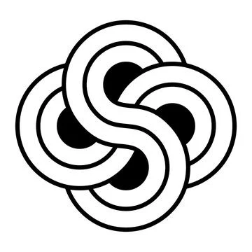 Two striped ribbons in shape of a figure eight, interlock and overlap イラスト素材