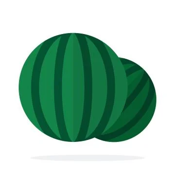 Two striped Watermelons flat isolated Illustrazione stock