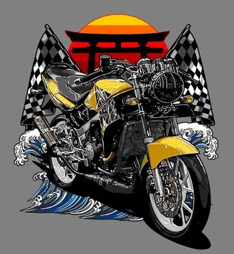 Two stroke motorcycle racing flag vector template Stock Illustration