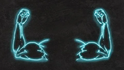 Two strong arms neon sing Stock Illustration