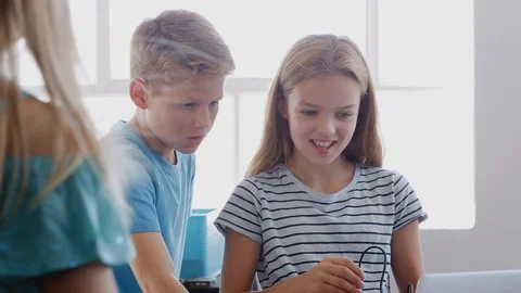 Two Students Building And Programing Robot Vehicle In After School Computer 動画素材 111933624