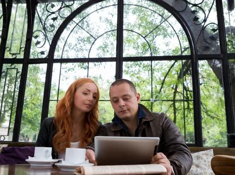 Two students drinking coffee 写真素材
