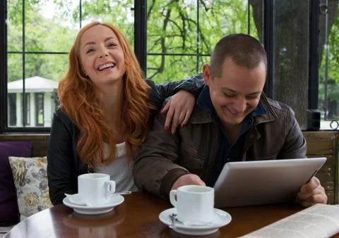 Two students drinking coffee 写真素材
