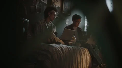 Two Students Programming on Laptops and Discussing Technical Problems Stock Footage 290871831