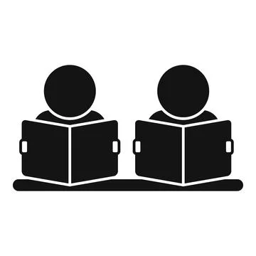 Two students reading books icon, education concept Stock Illustration