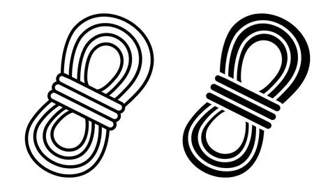 Two Styles of Coiled Rope in Black and White Line Art Design Stock Illustration