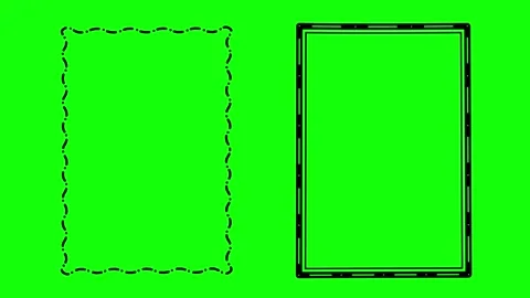 Two Stylish Hand Drawn Portrait Border Frame Wiggling on Green Background 06 库存影片 318298577
