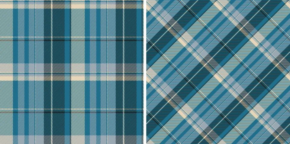 Two stylish plaid patterns in cool blue tones. Versatile for backgrounds, tex Stock Illustration