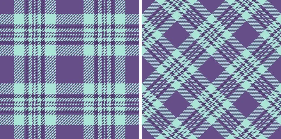 Two stylish plaid patterns in purple and mint green.  Perfect for textile d.. Stock Illustration