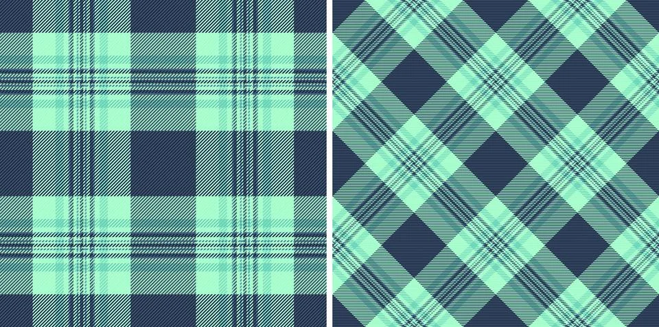 Two stylish plaid patterns in teal and mint green.  Perfect for textile des.. Stock Illustration