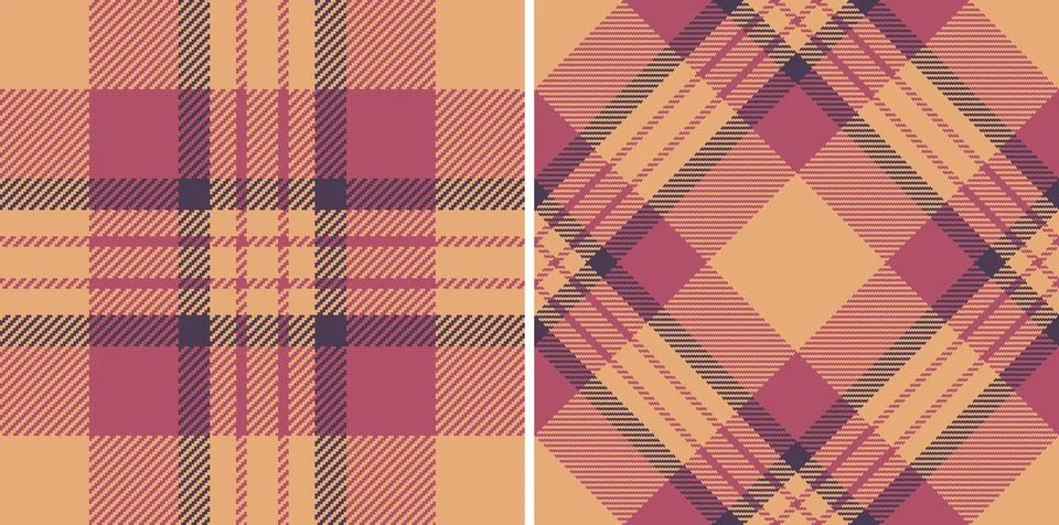 Two stylish plaid patterns in warm, earthy tones.  Perfect for autumnal desig Stock Illustration