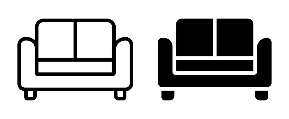 Two Stylish Sofa Designs in Black and White for Modern Interior Decor Stock Illustration