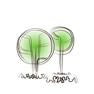 Two stylized abstract trees in architectural style Stock Illustration