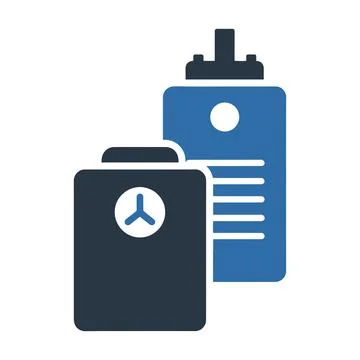 Two stylized bottles with caps and labels container Stock Illustration