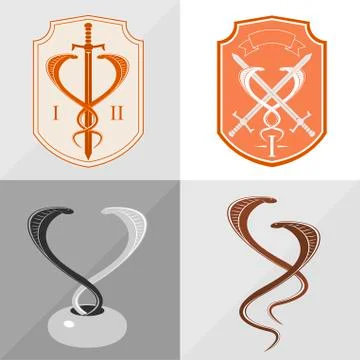 Two stylized cobra Stock Illustration