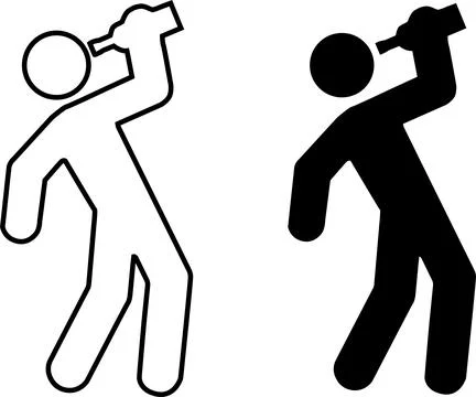 Two stylized figures drinking icon vector silhouette in outline and filled Stock Illustration