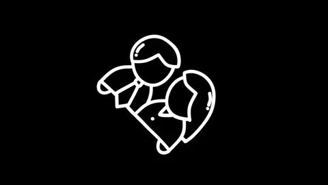 Two stylized figures embracing each other against a simple black background.. Stock Footage 320023602