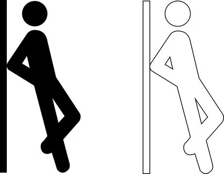 Two stylized figures leaning against a wall in silhouette Stock Illustration