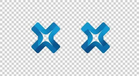 Two stylized geometric shapes resembling interconnected x-like designs in b.. Stockillustratie