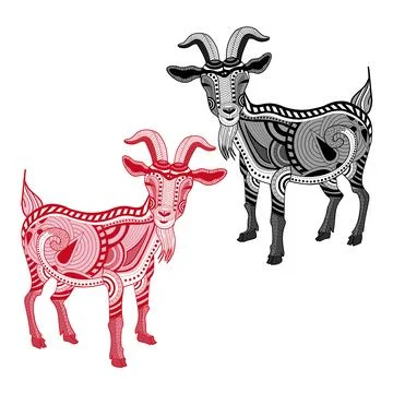 Two stylized goat illustrations representing the Chinese zodiac sign 스톡 일러스트