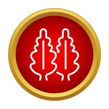 Two stylized oak leaves inside a red circular icon Stockillustratie