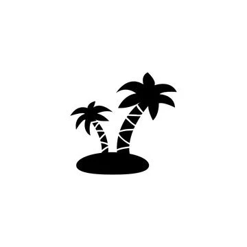 Two stylized palm trees create a simple, tropical silhouette against a plai.. Stock Illustration