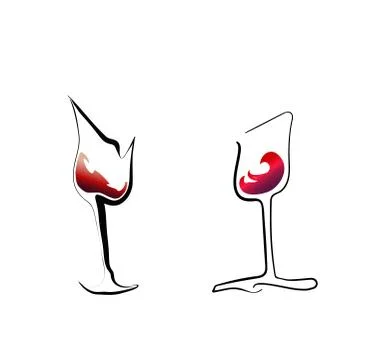 Two stylized red wine glasses Stock Illustration