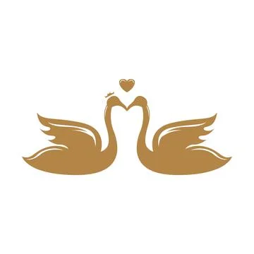 Two stylized swans facing each other Stock Illustration