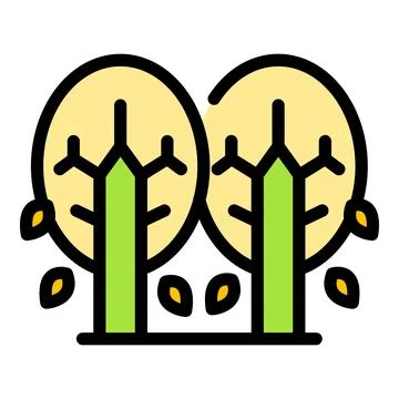 Two stylized trees losing their leaves in autumn, simple icon Illustrazione stock