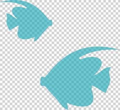Two stylized turquoise fish silhouettes are floating on transparent background, 스톡 일러스트