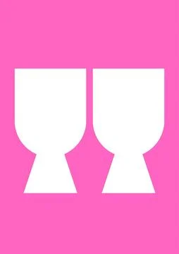 Two stylized white wine glasses with abstract shapes on a vibrant pink back.. 스톡 일러스트