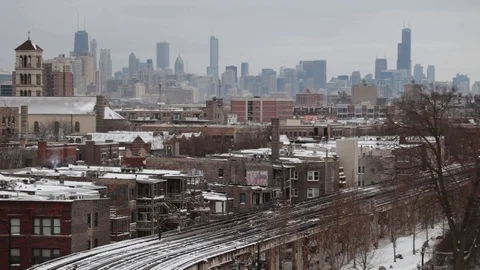 Two subway trains crossing on an elevated platform Stock Footage 101746183