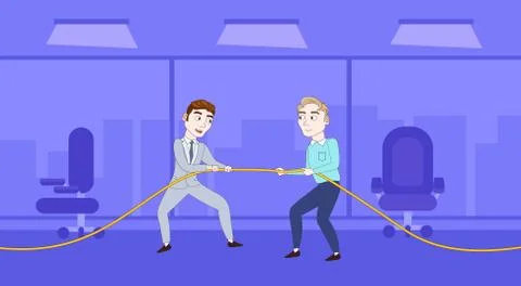 Two Successful Business Man Pulling Rope Competition Concept 스톡 일러스트