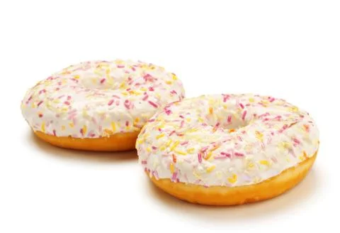 Two sugar glazed donuts Stock Photos