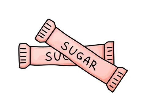 Two Sugar Packets Hand Drawn Doodle Stock-Illustration