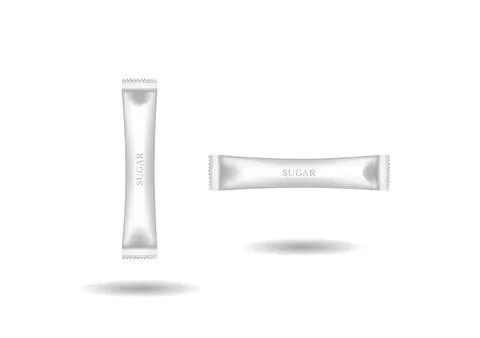 Two sugar packets with white packaging on a white background Stock Illustration