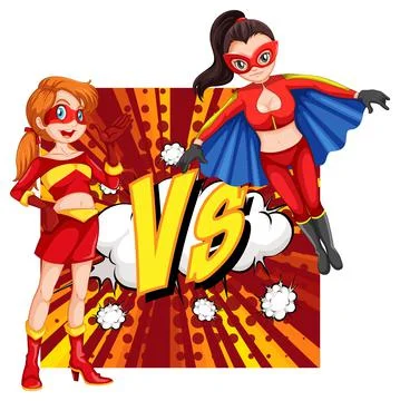 Two superheroes fighting each other 스톡 일러스트