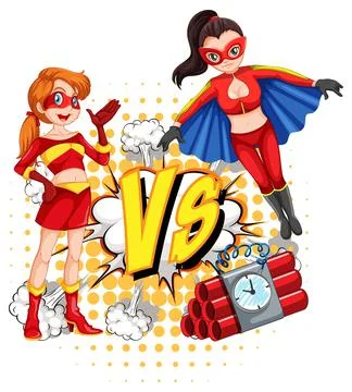 Two superheroes fighting each other 스톡 일러스트