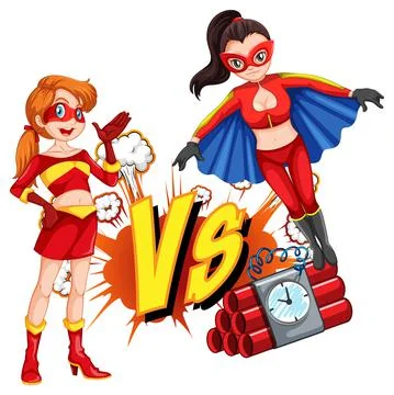 Two superheroes fighting each other 스톡 일러스트