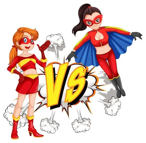 Two superheroes fighting each other 스톡 일러스트