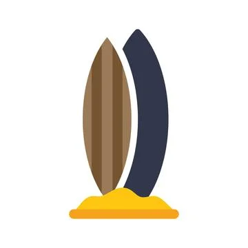 Two surfboards standing on the beach sand Stock Illustration