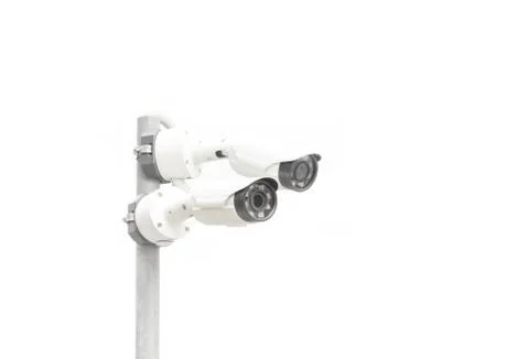 Two surveillance camera isolated on white background Stock Photos