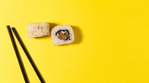 Two sushi rolls with copy-space Stock Photos