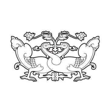 Two swan in black Stock Illustration