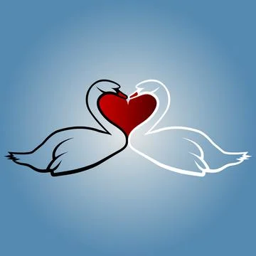 Two swans in love Illustrazione stock