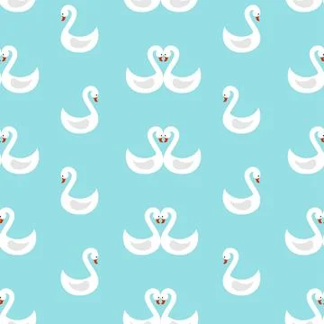 Two swans symbol of love pattern seamless. Vector background Illustrazione stock