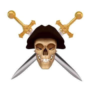 Two sward opposite direction with skull 스톡 일러스트