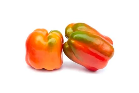 Two sweet pepper on white Stock Photos